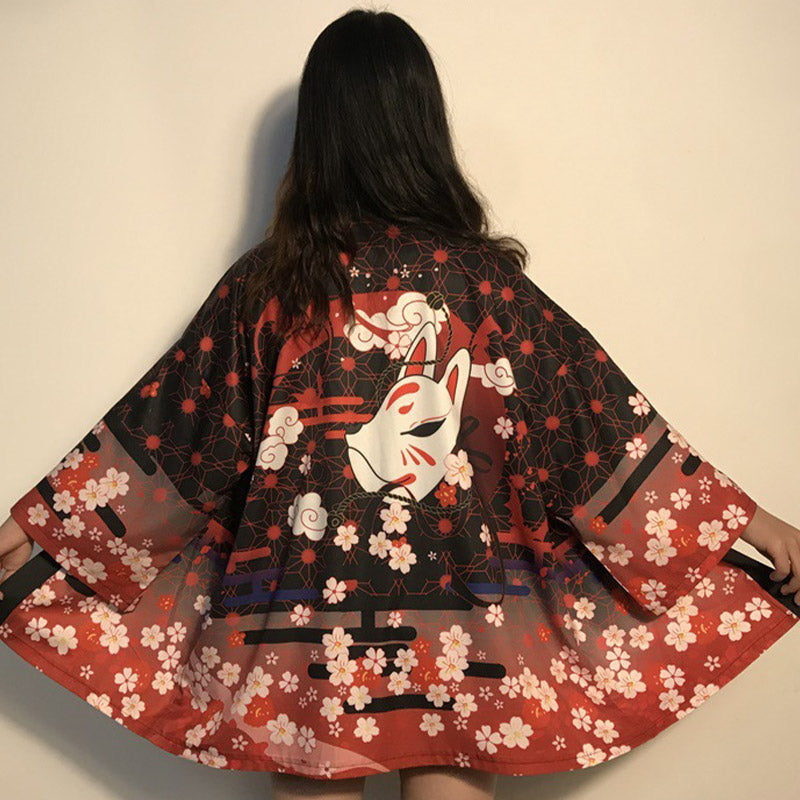 Vintage Anime Sakura Kimono Outerwear Sun Protective