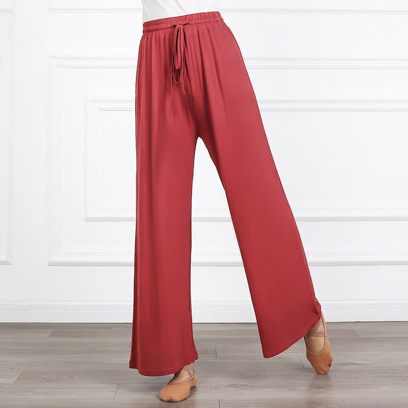 Elegant High Waist Lace Up Flowy Wide Leg Casual Pants