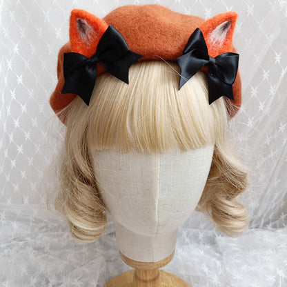 Cute Woolen Bow Beret Warm