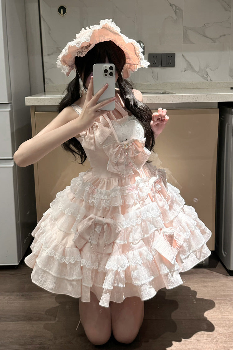 Sweetheart Doll JSK with Multi-Layer Ruffles & Bowknot
