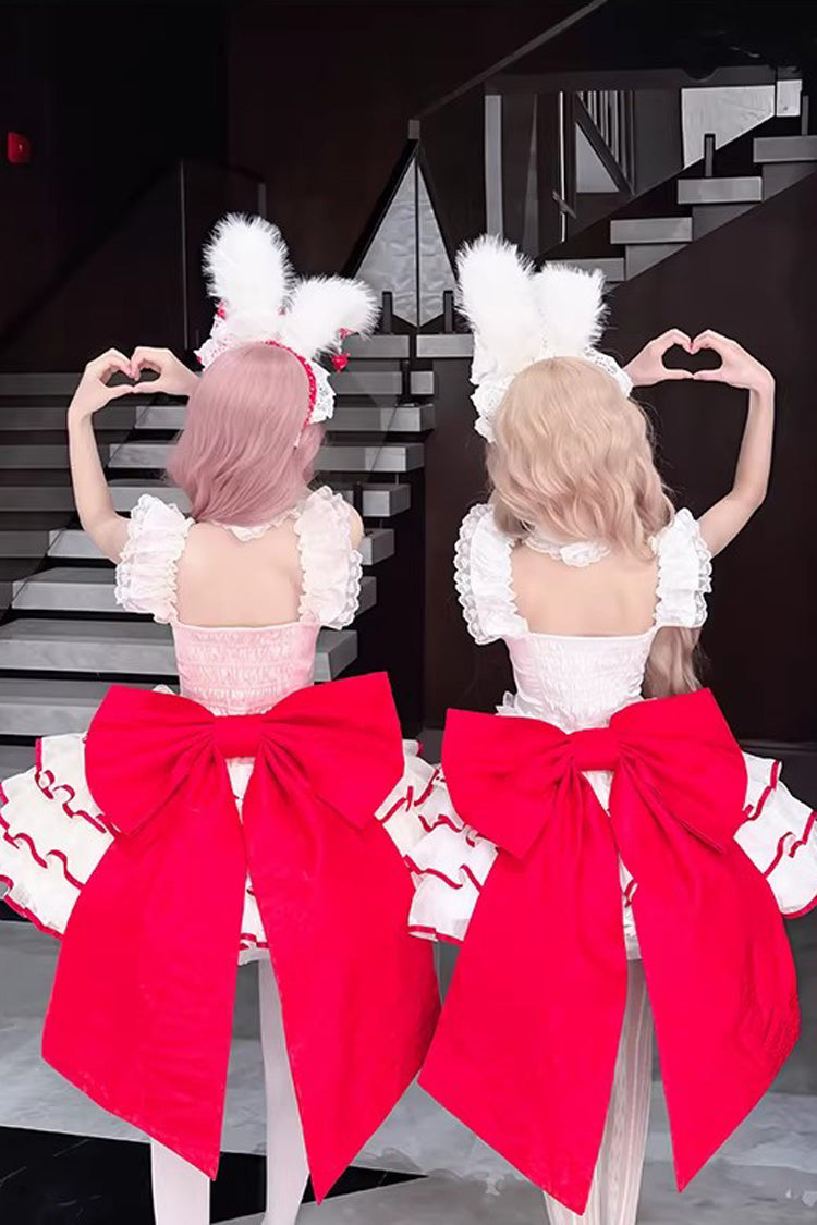 Cupid Strawberry Sleeveless Triple-Layered Ruffle Princess Ballet Sweet Lolita Dress in Two Shades