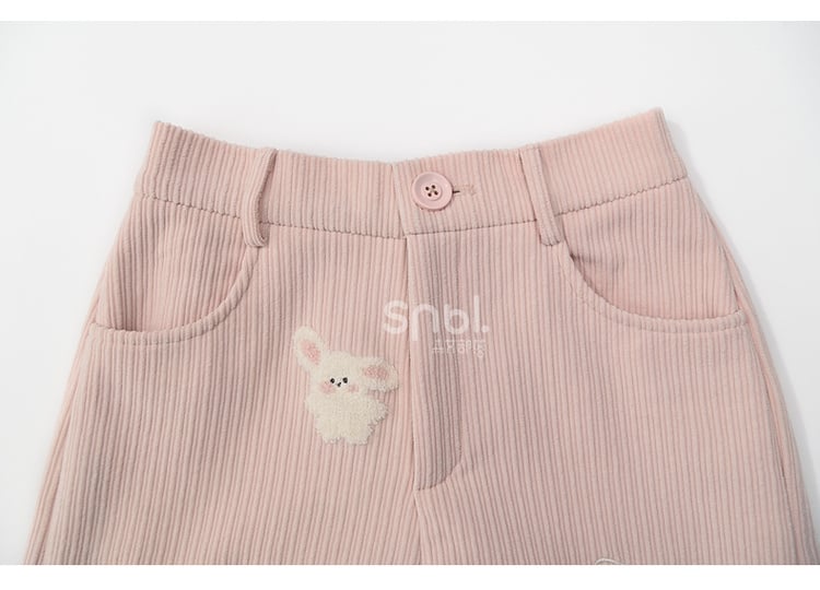 Pink Plush Bunnies Straight-leg Cut Pants