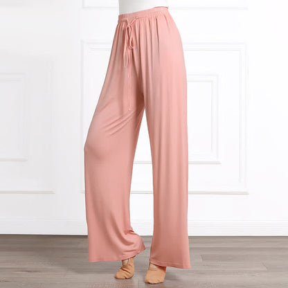 Elegant High Waist Lace Up Flowy Wide Leg Casual Pants