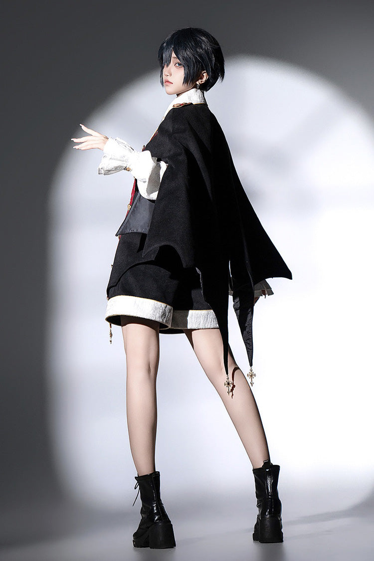 Noir Long Sleeve Embroidered Gothic Prince Handsome Set - Vampire Noble Court
