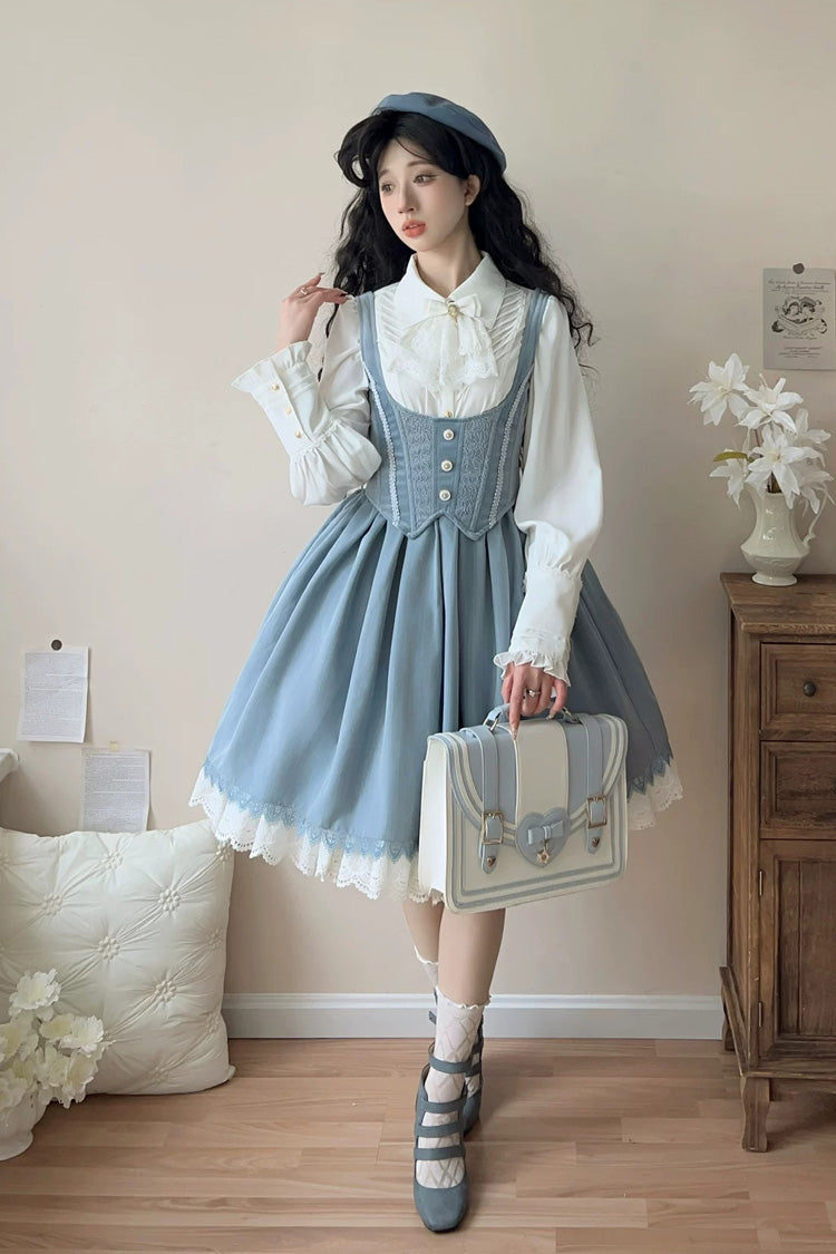 Dreamlike Realm Sleeveless Printed Ruffled Embroidered Corset Elegant Sweet Lolita JSK Dress
