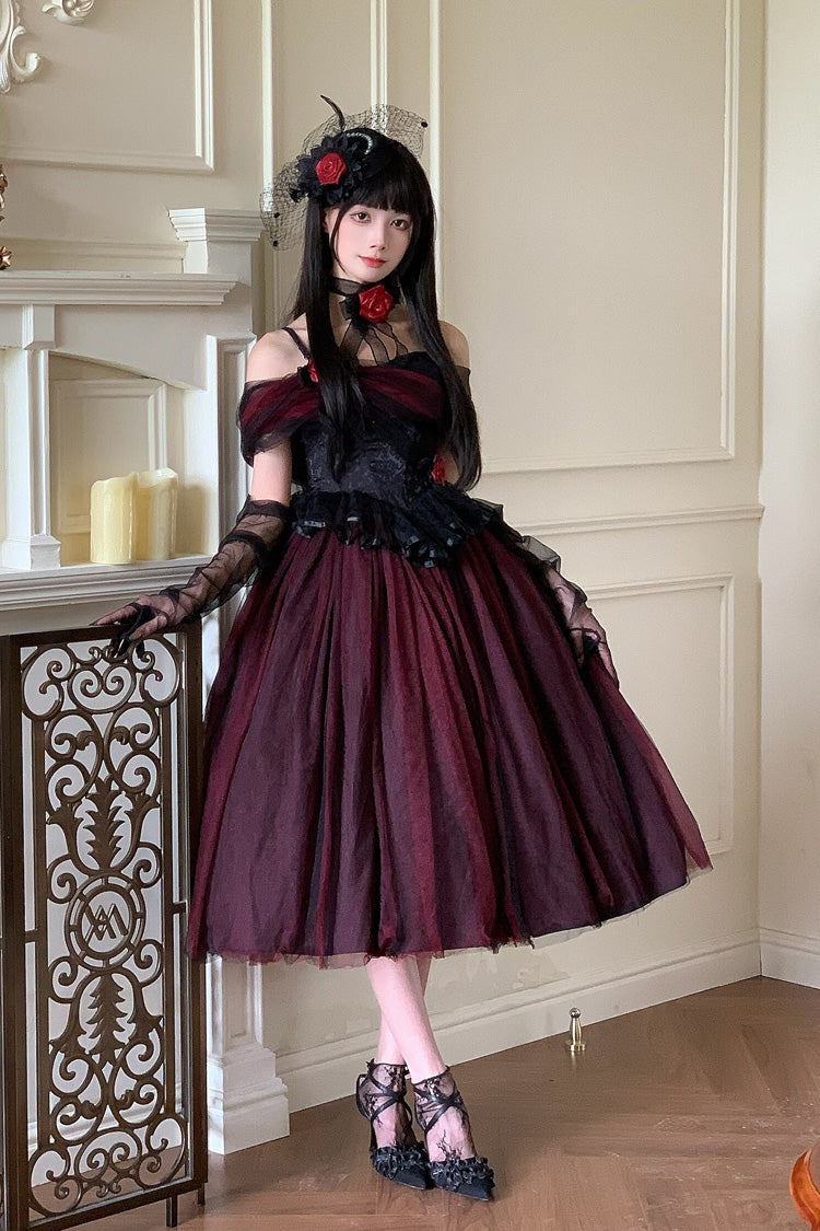Off Shoulder Ruffled Gothic Lolita Dress