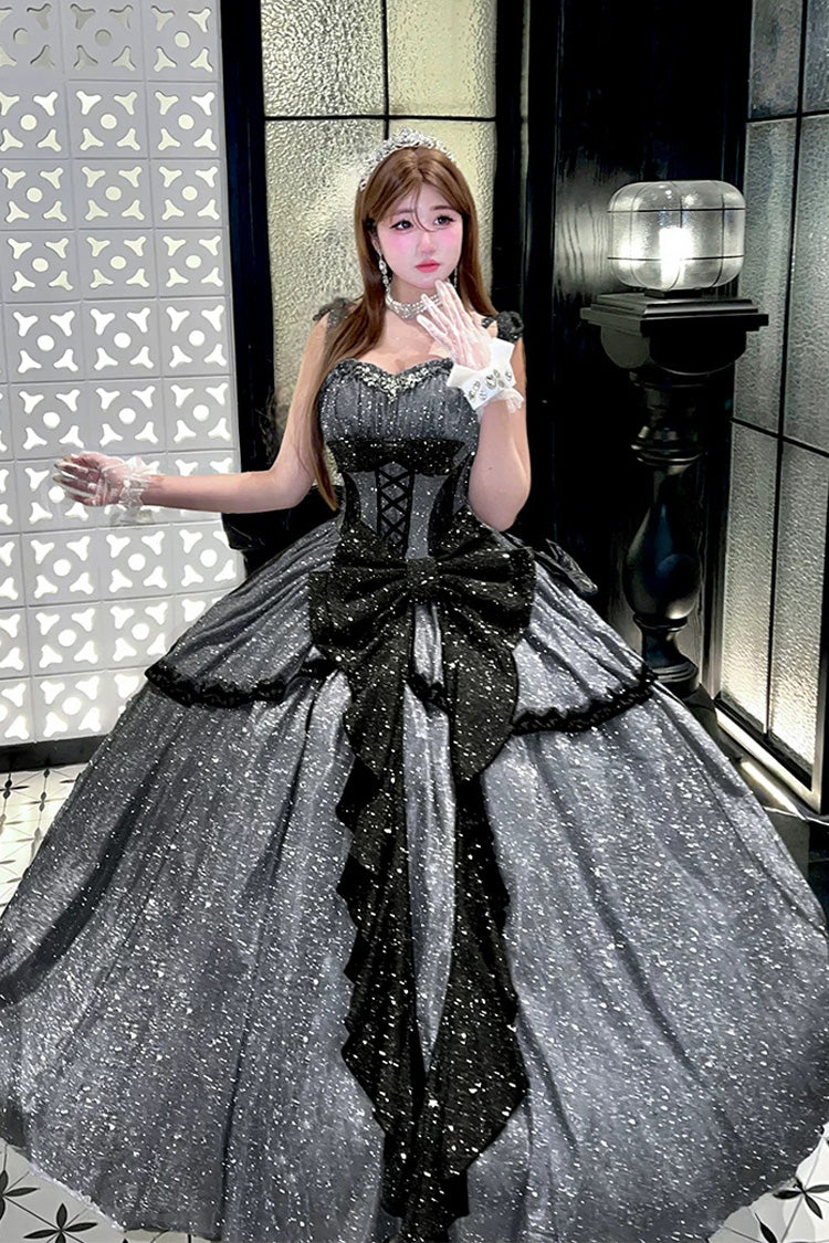 Ash Asymmetric Glitter JSK with Bow and Ruffles
