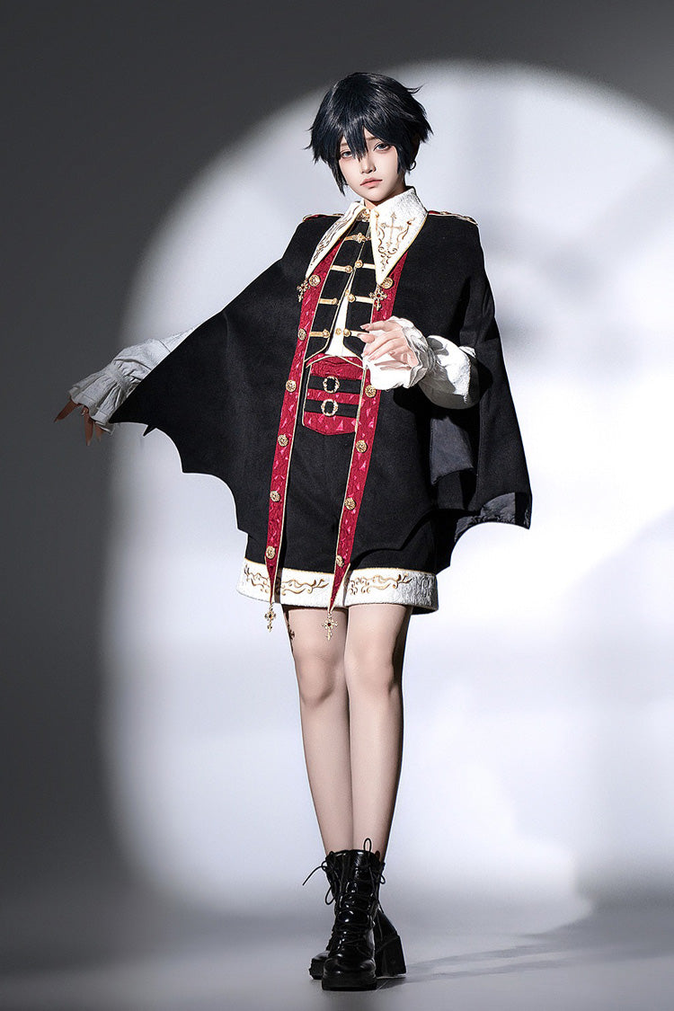 Noir Long Sleeve Embroidered Gothic Prince Handsome Set - Vampire Noble Court