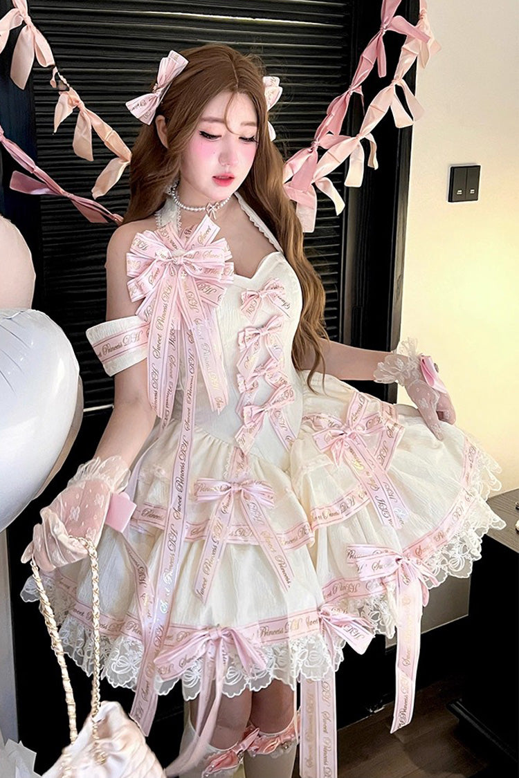 Young Lady Halterneck Lolita Dress with Layered Ruffles & Bow