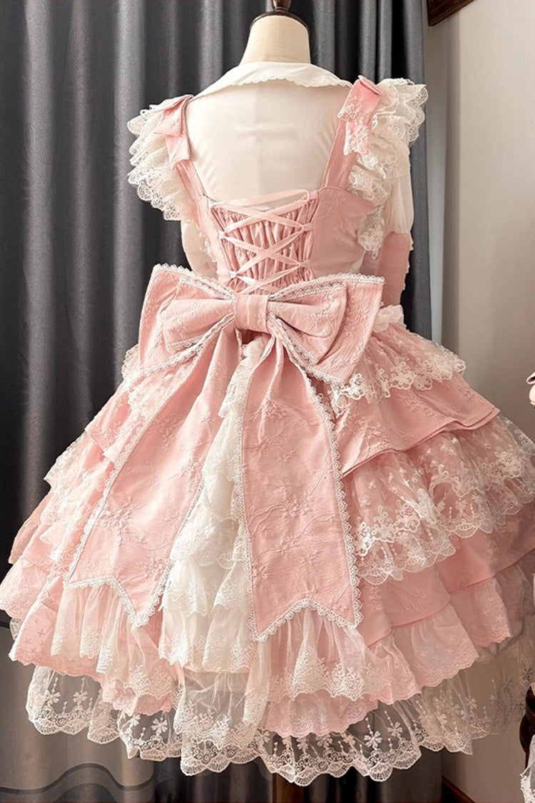 Peach Blossom JSK with Embroidery, Pearls & Cardigan