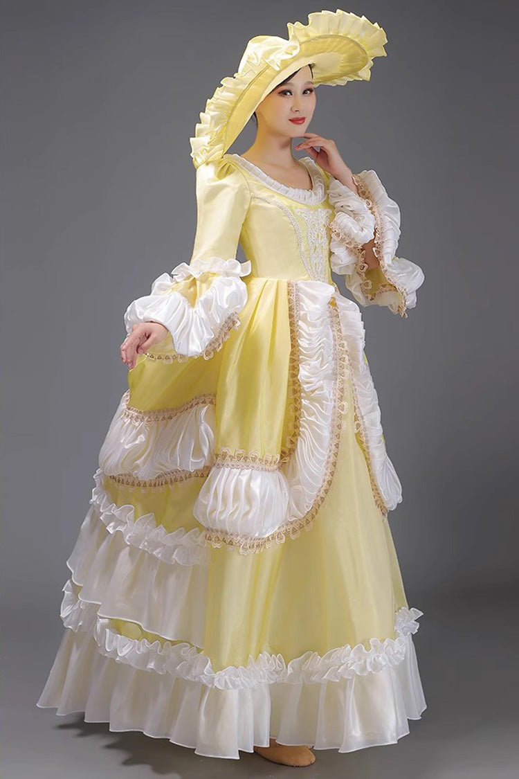 Multi-Layer Victorian Gown with Ruffled Sleeves - Classic