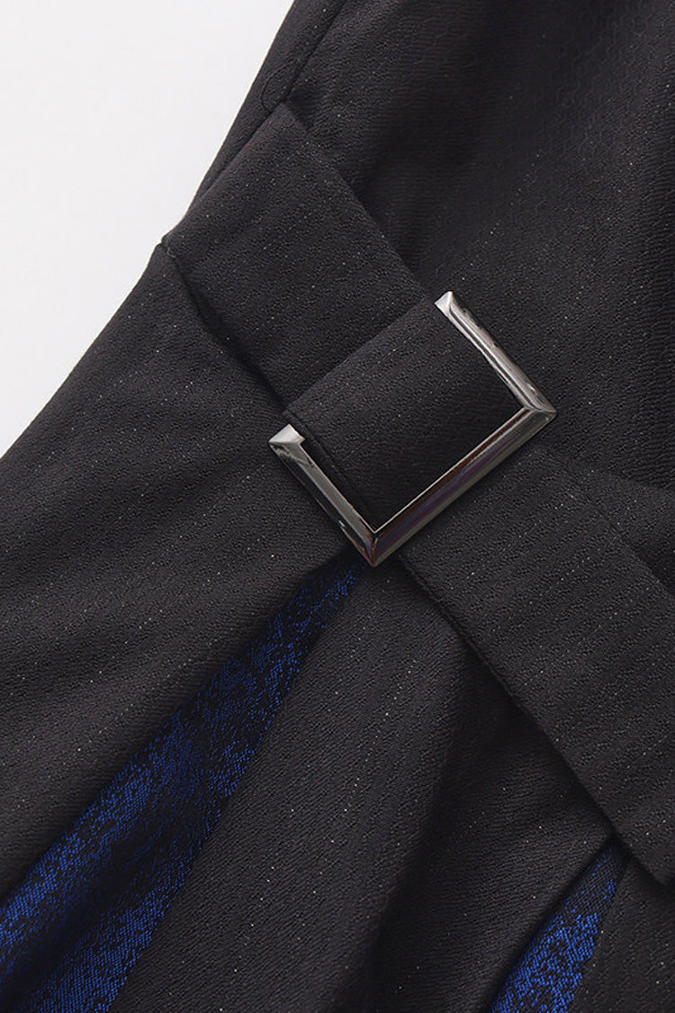 Noir Lapel Collar Sleeveless Open-Front Zippered Vintage Prince Long Coat - The Mystery of Silence