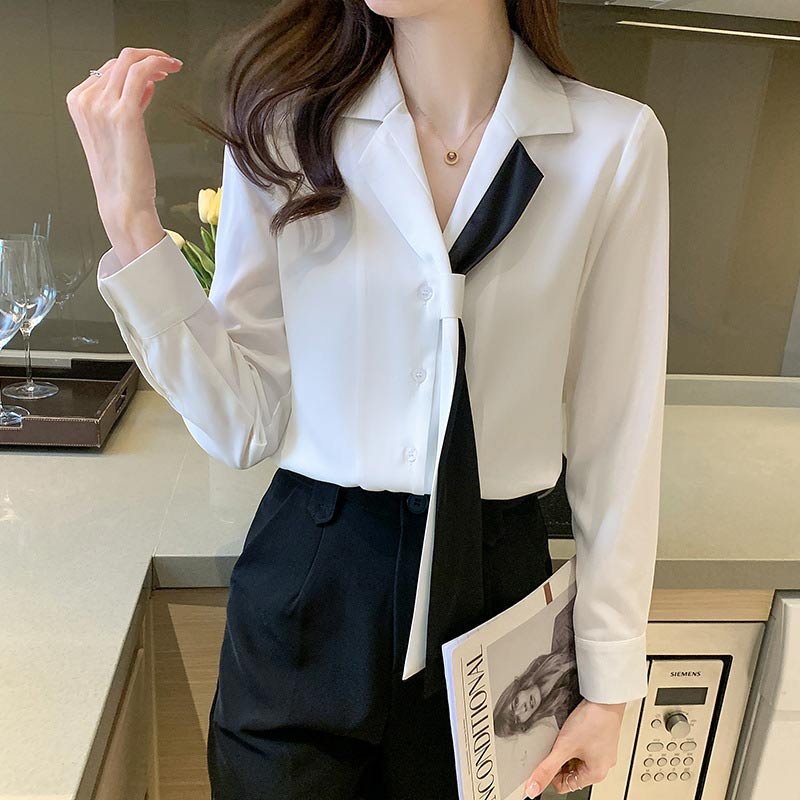 Elegant Streamer Turn-Down Collar Shirt