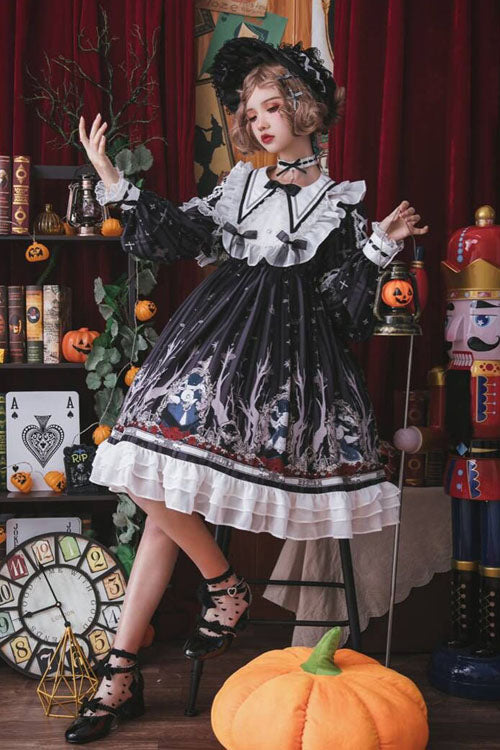 Round Collar Gothic OP Dress Long Sleeves