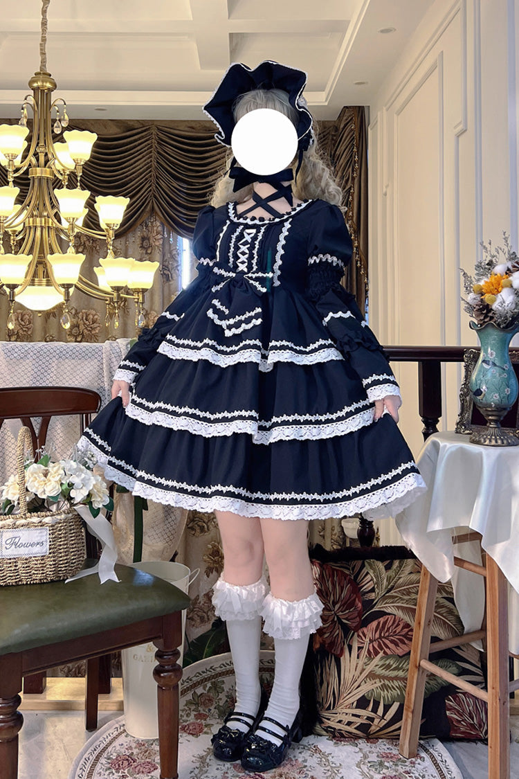 Gothic Lolita Dress with Detachable Sleeves and Bowknot