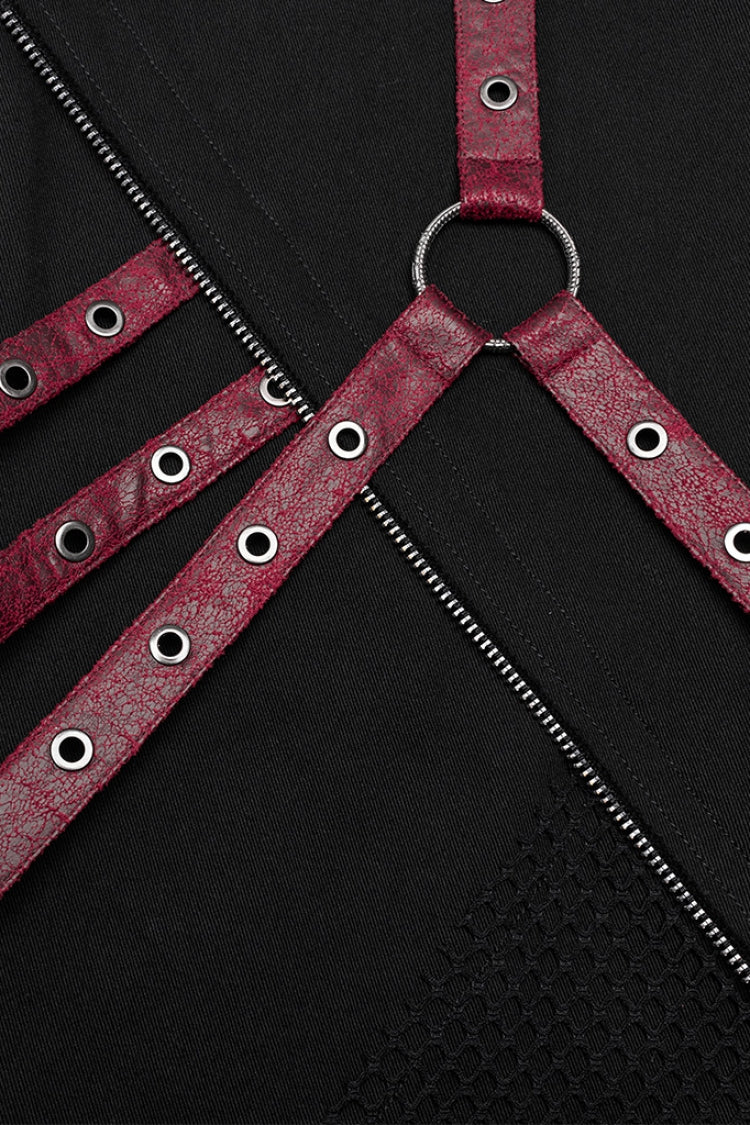 Steampunk Men's Pants with Rivets and Mesh - Cracked Leather - Two Shades