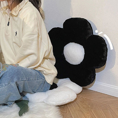 Black White Flower Pillow