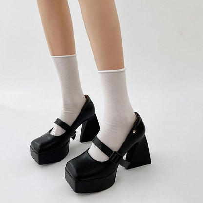 Campus Platform Mary Janes Heels