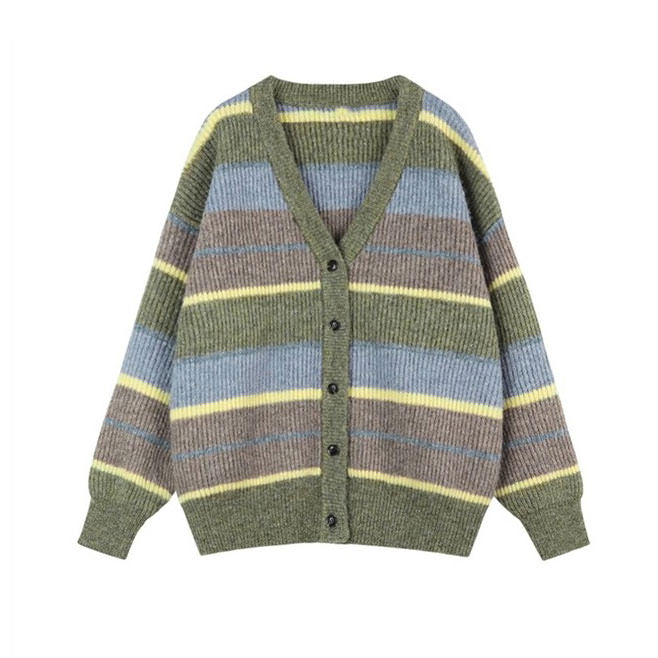 Autumn Aesthetic Striped Cardigan