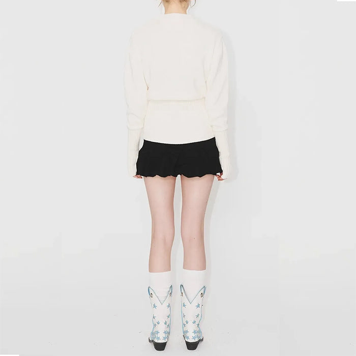 Stretchy White Bow Jumper