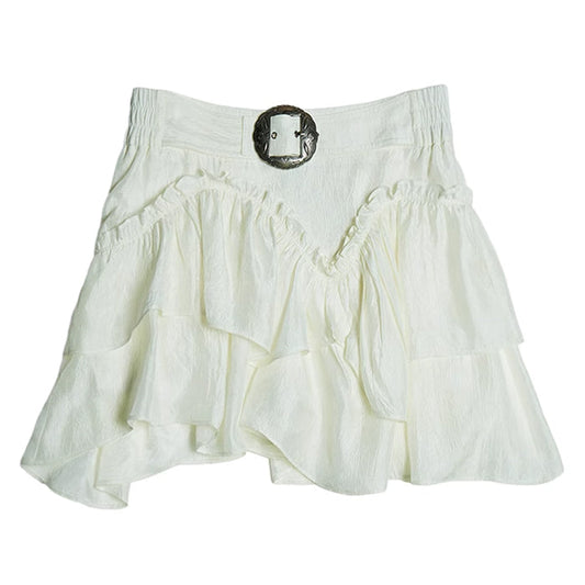 White Buckle Mini Skirt