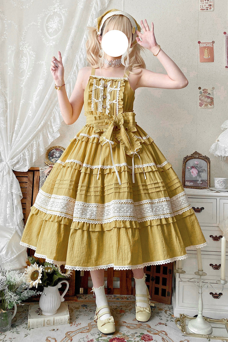 Summer Flower Tea Ruffle Bow Lace Sweet Lolita Jsk Dress 6 Colors