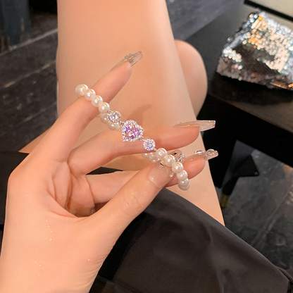 Pink Diamond Pearl Love Bracelet - Heartzcore MK Kawaii Store