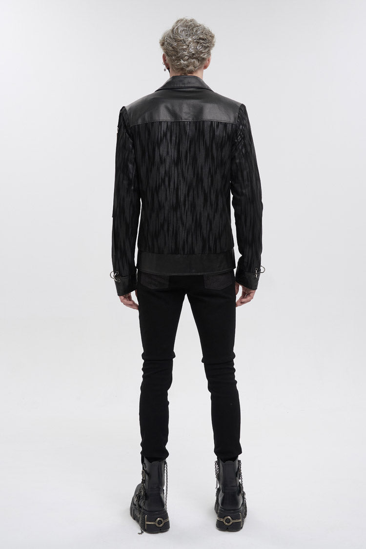 Raven Ring Perforated Lapel Buttoned Punk Jacket for Men