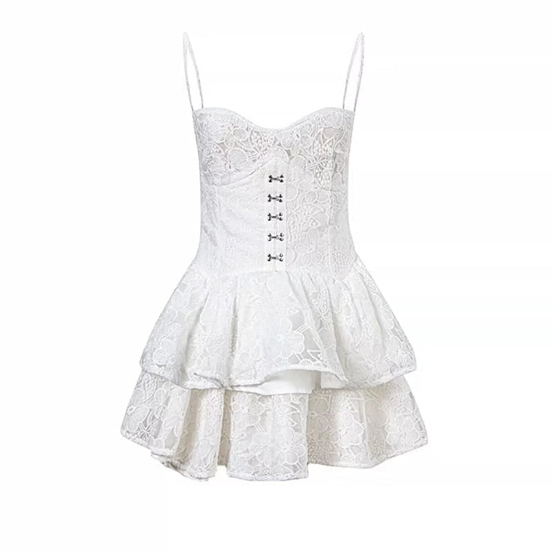 Kawaii angelic lace princess cinched waist corset dress