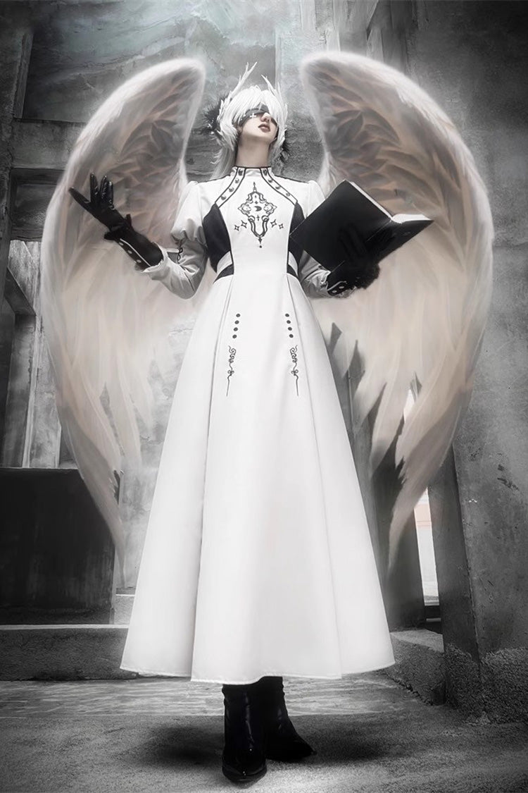 Ivory Moon Talisman Print Gothic Full-Length Gown