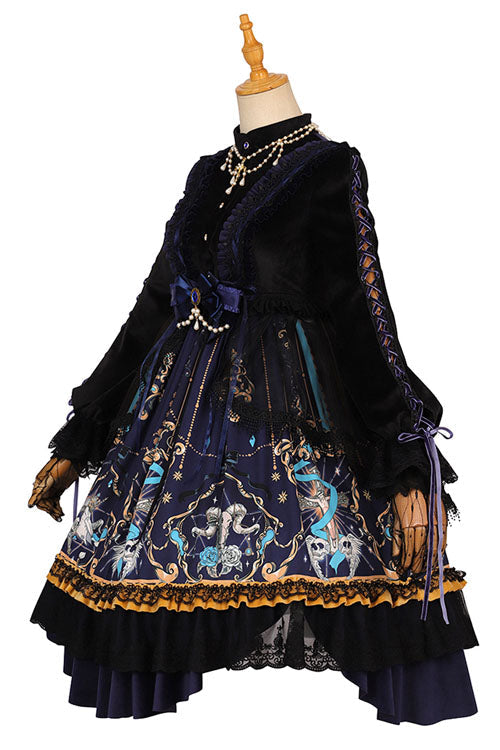 Gothic Lace Ruffle Long Sleeve Lolita OP Dress