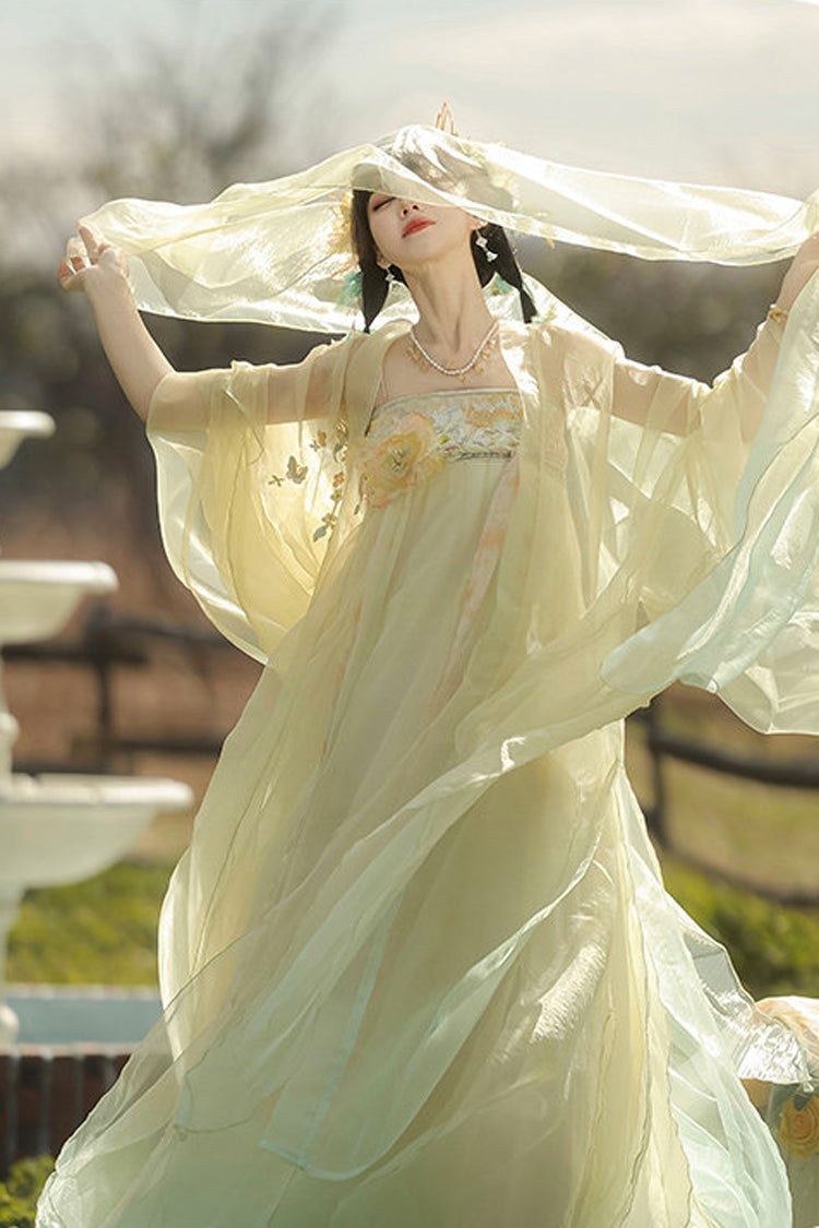 Spring Banquet High-Waisted Ombre Embroidered Classic Hanfu Set
