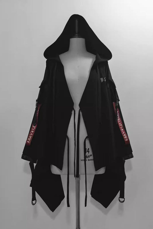 Gothic Hooded Cardigan with Blade Accents