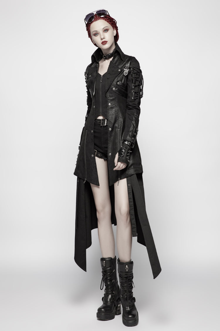 Steampunk Windbreaker with Metal Buckle and Zipper