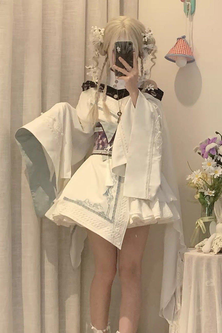 Long Sleeves Ruffled Embroidered Asymmetric Chinese Style Gothic Lolita Dress - Dragon’s Breath Valley