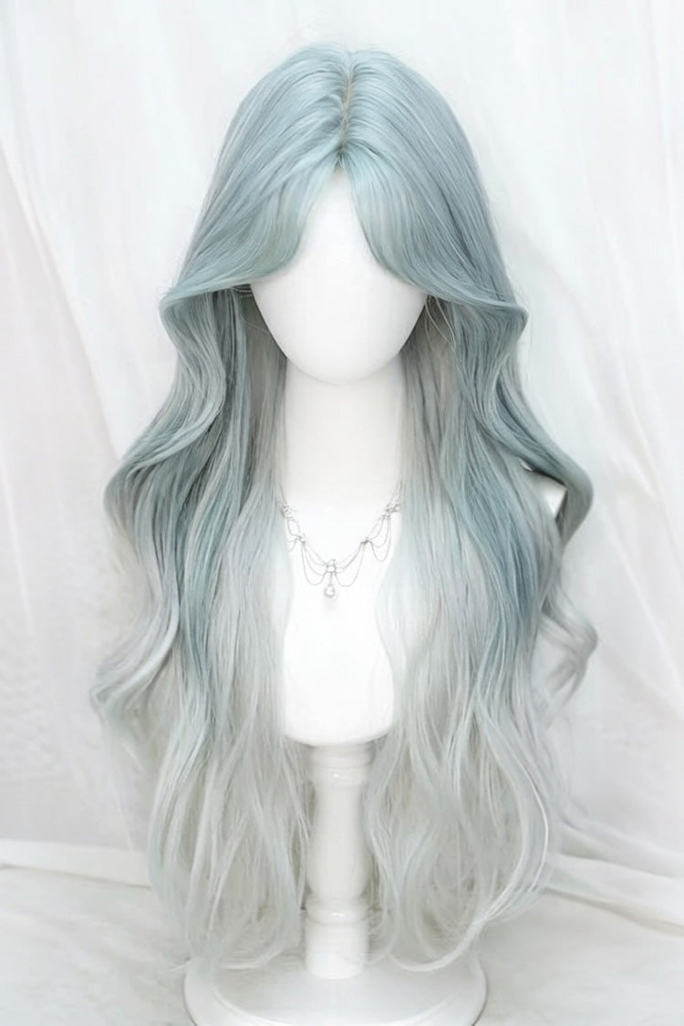 Ombre Long Curly Wig in Blue-Grey - Sweet Lolita Style