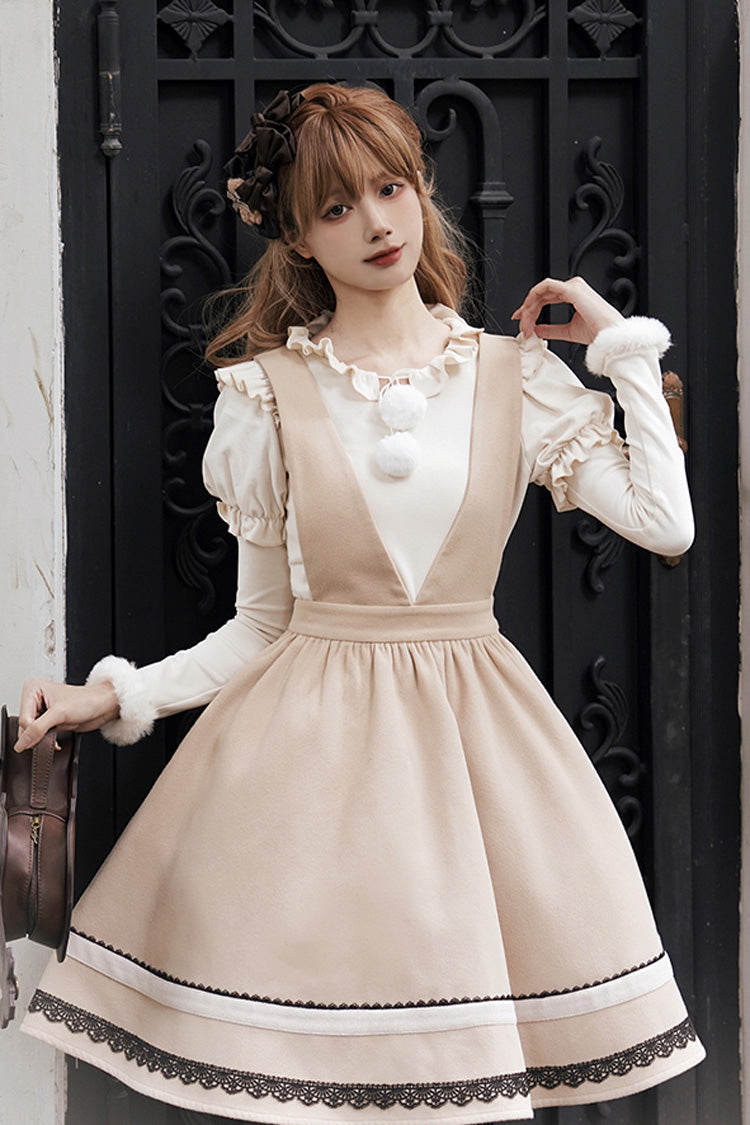 Sweet Lolita Blouse with Puff Sleeves and Hair Ball Tie, 4 Colors