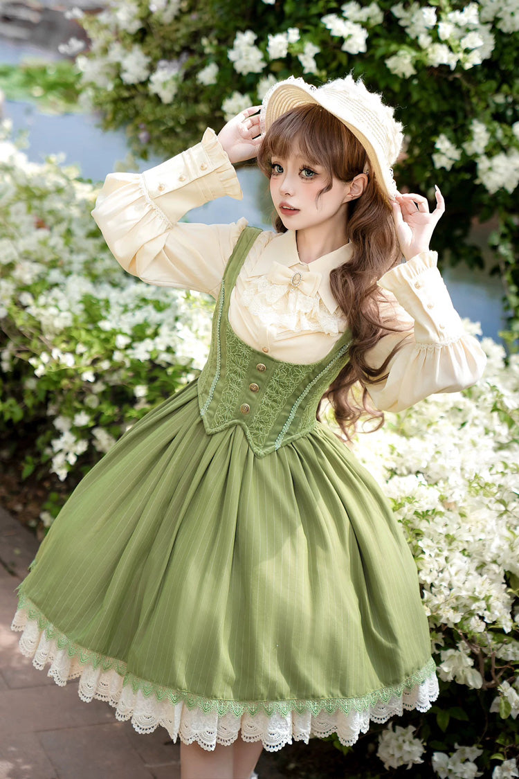 Dreamlike Realm Sleeveless Printed Ruffled Embroidered Corset Elegant Sweet Lolita JSK Dress