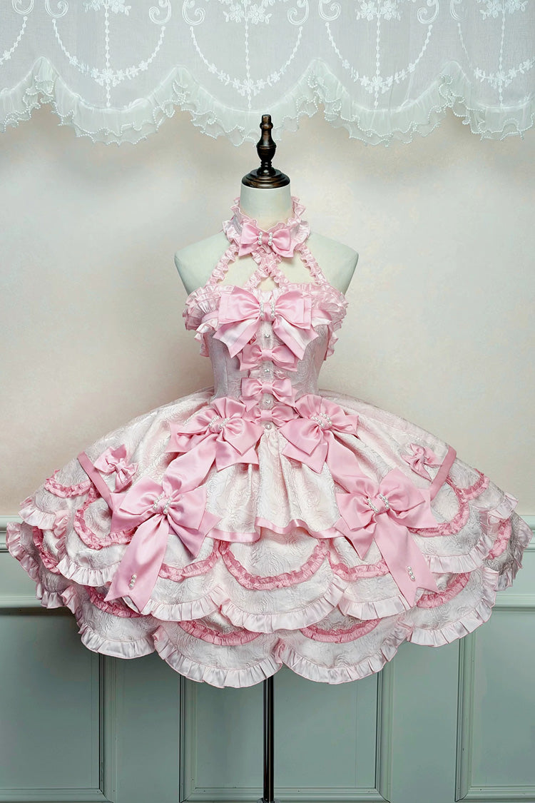 Sweetheart Petals Halterneck JSK with Jacquard & Pearl Trim