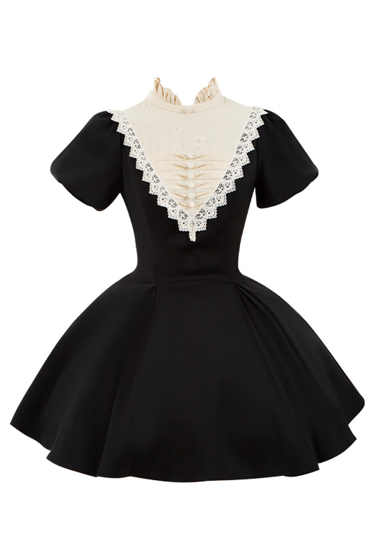 Black Gothic Short Sleeve Ruffled Nun Lolita Dress