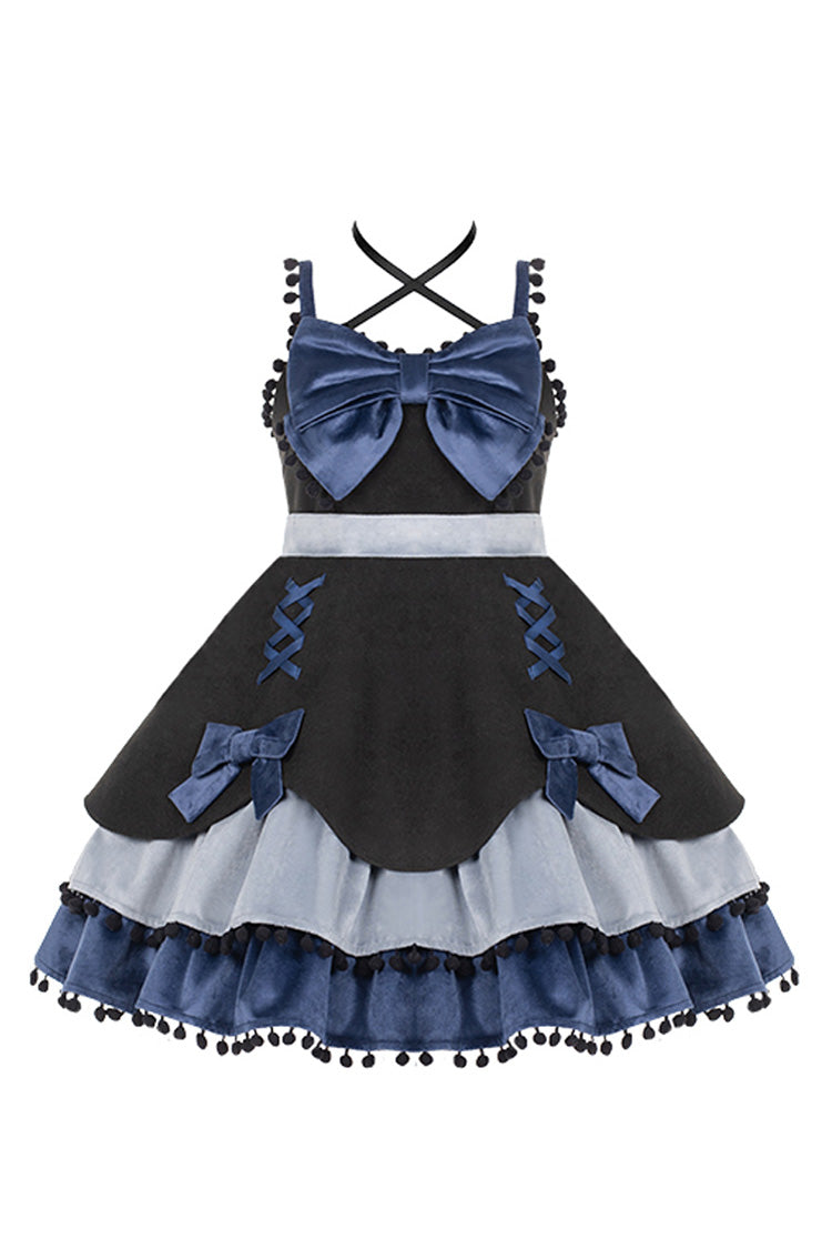 Bow-Trimmed Woolen Sweet JSK Dress with Confession Print - 5 Shades