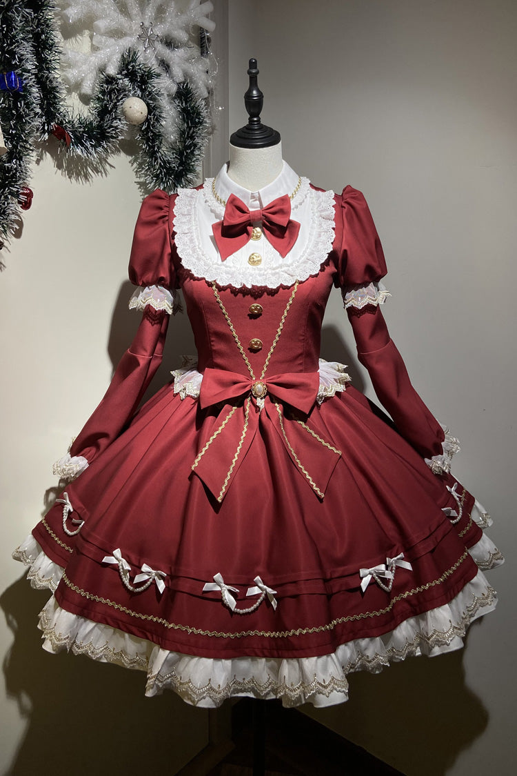 Long Sleeves Ruffled Bow Sweet Lolita Dress - Miss Flando of the New Year