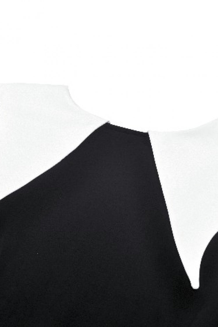 Monochrome Gothic Vintage Sweatshirt with Peter Pan Collar and Long Sleeves