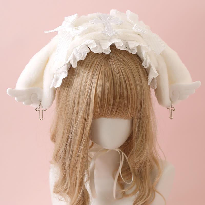 Sweet Bowknot Cross Decor Lolita Plush Hat