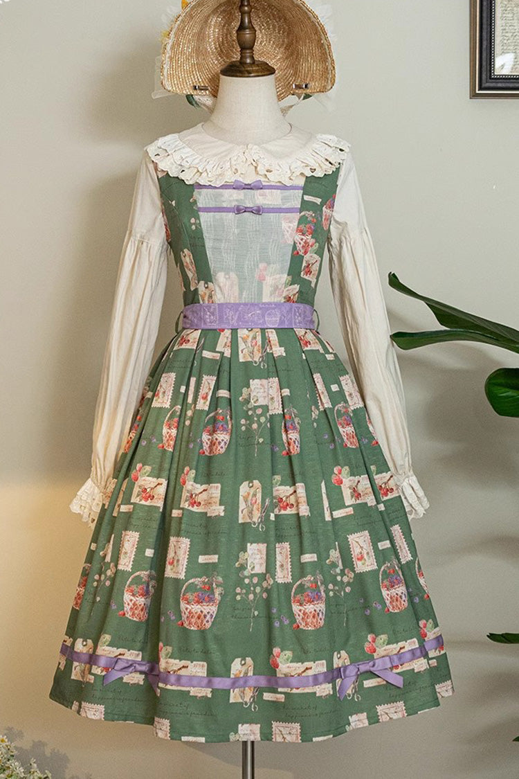 Watercolor Print JSK Dress with Sweet Elegance - Forest