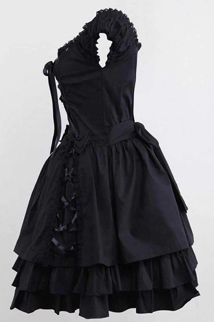Lace Tiered Ruffle Sleeveless Gothic Lolita Dress
