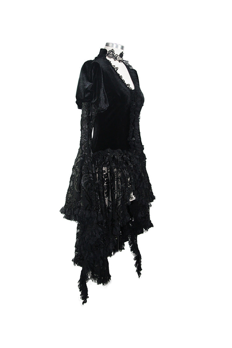 Gothic Coat with Hollow-Out Flare Sleeves and Lace Cuffs