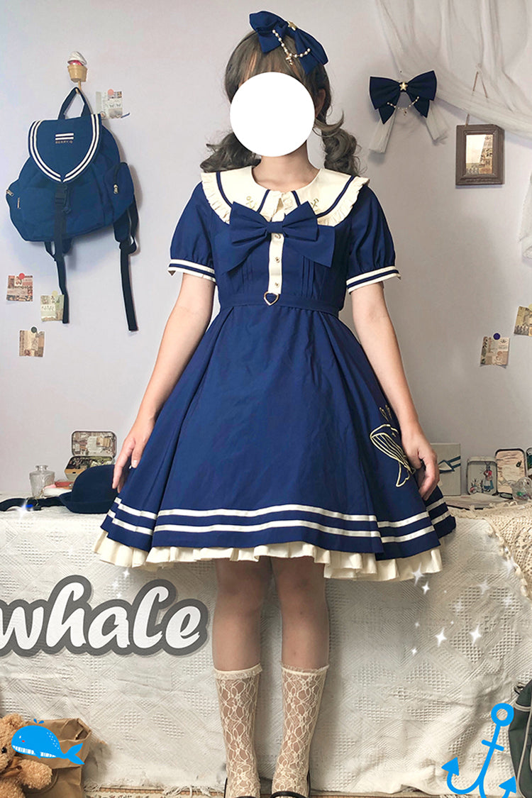 Navy Sailor Short-Sleeved Sweet Lolita OP