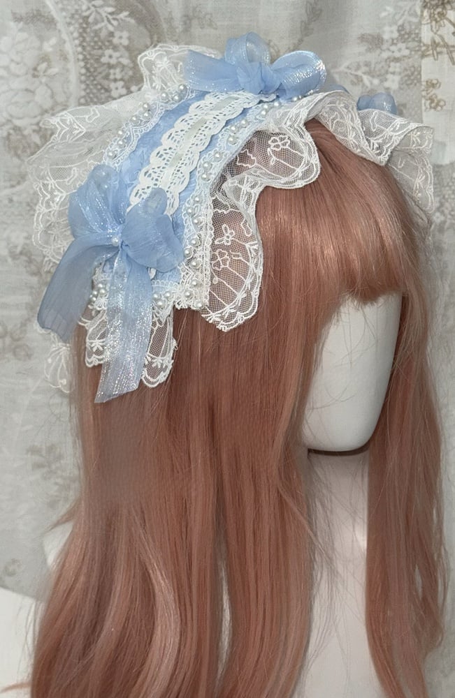 and Hanayome White Hime Full Tiered Skirt Bows Decoration Blue Dress Lolita Set JSK