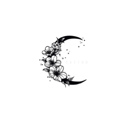 Sweet White Moon Butterfly Flower Tattoo Sticker MK Kawaii Store